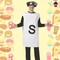 Salt Shaker Costume Funny White Tunic with S Print Headpiece Adult Halloween Party Outfit